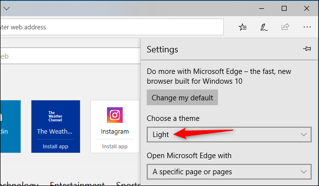 Nola gaitu Dark modua Microsoft Edge-n 2
