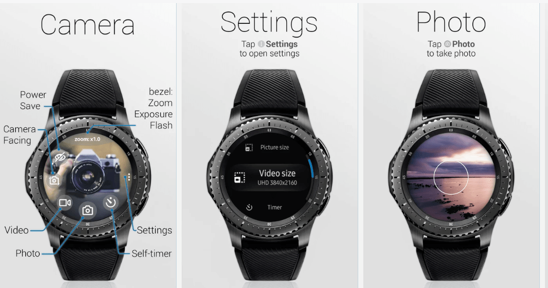 Kamera Aplikaziorik onenak Samsungentzat Galaxy Watch
