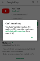 Akats bat konpontzea Code 910 aplikazioa ezin da Google Play dendan instalatu
