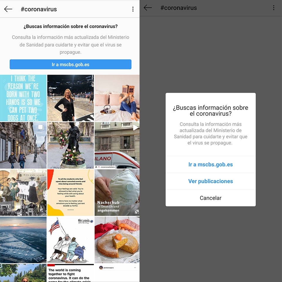 Kontuak kontu Instagram koronavirusarekin eguneratuta egoteko, albiste faltsuetan erori gabe 6