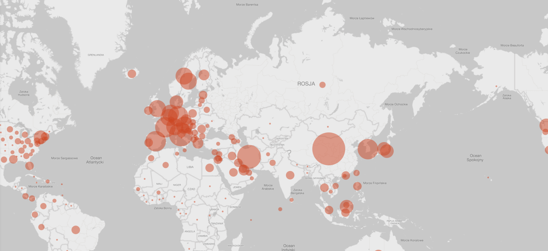  Microsoft-ek koronavirus mapa egin zuen.  Bing COVID Tracker-en ere Polonia dago
