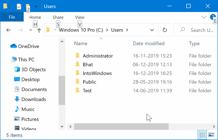 Nola aldatu erabiltzaile-karpeta Fitxategi arakatzailean Windows 10
