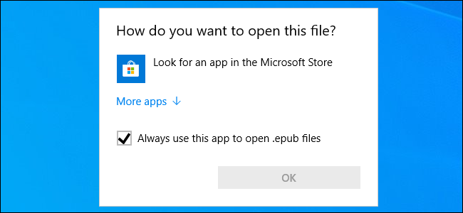 EPUB irekiera-gonbita Windows 10
