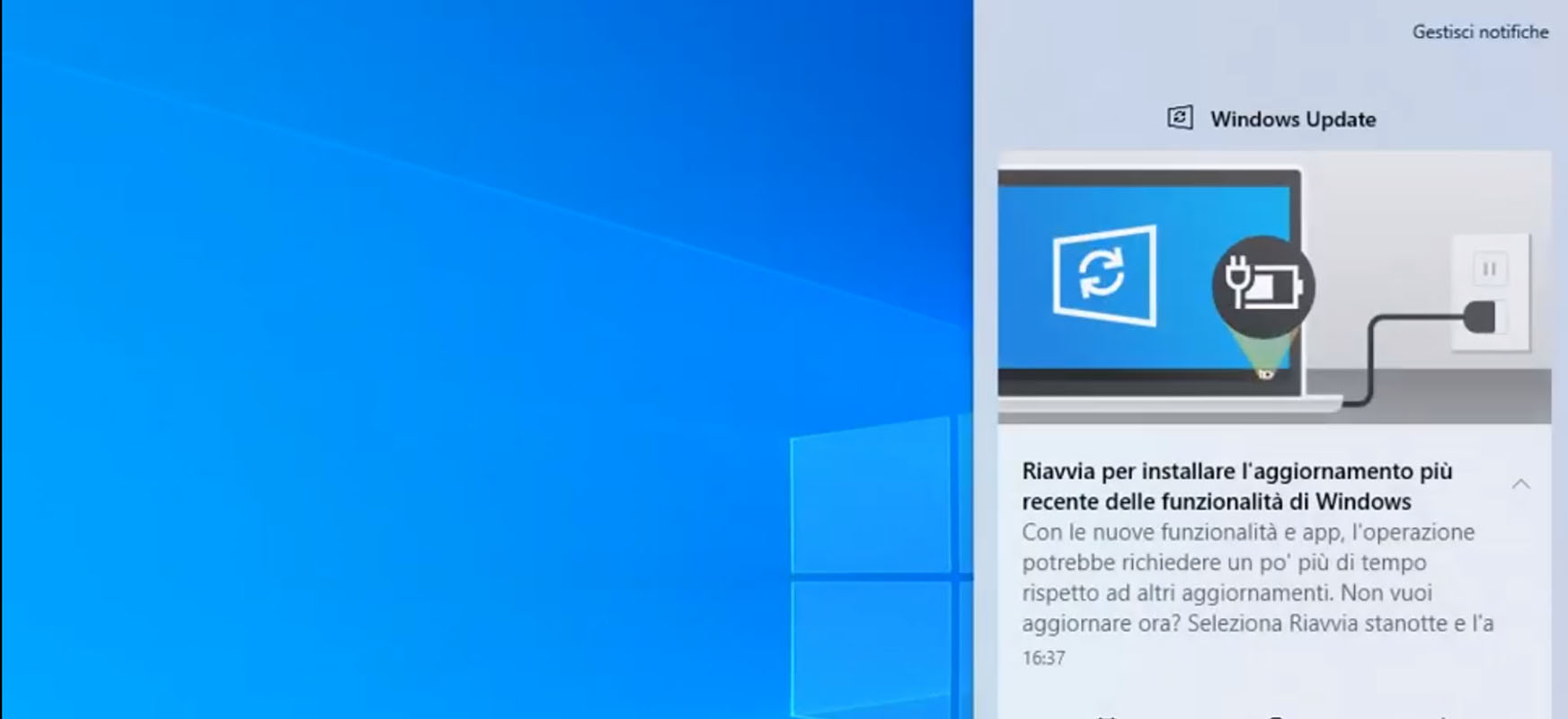  Windows eguneratzeen jakinarazpen argiagoa.  Ordenagailua noiz funtzionatuko duen erabakitzen duzu
